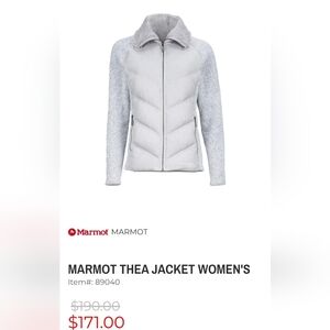 Marmot Women's Light Gray Thea Puffer Jacket, Sz Small Outdoor Winter Down